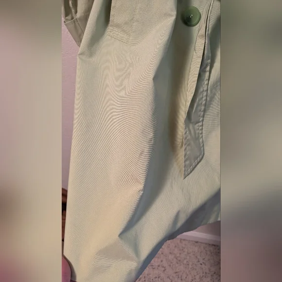 London Fog Bright Lime Green Trench Coat - Picture 5 of 12